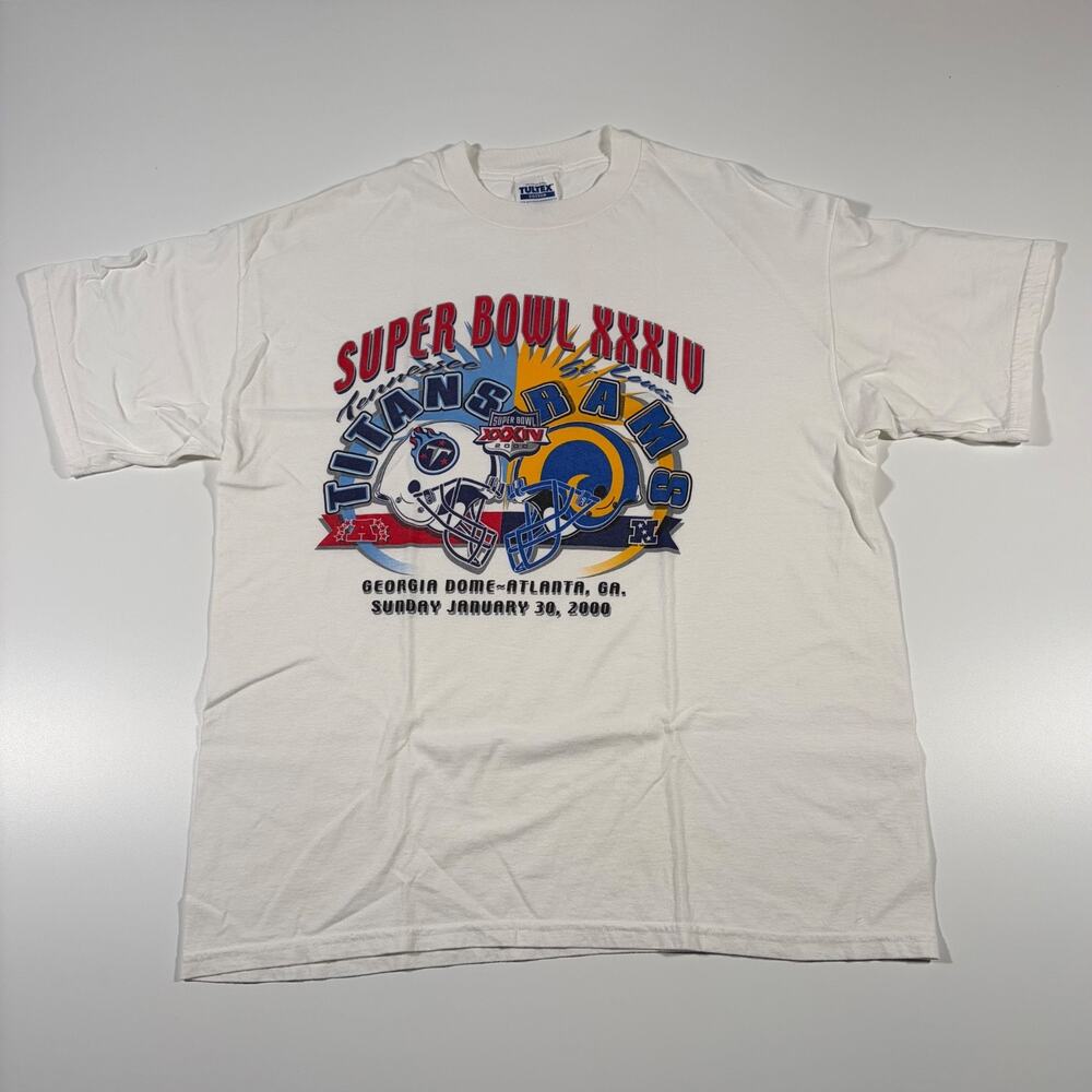 Vintage 2000 Super Bowl XXXIV T Shirt XL Tultex Titans vs Rams Georgia Dome